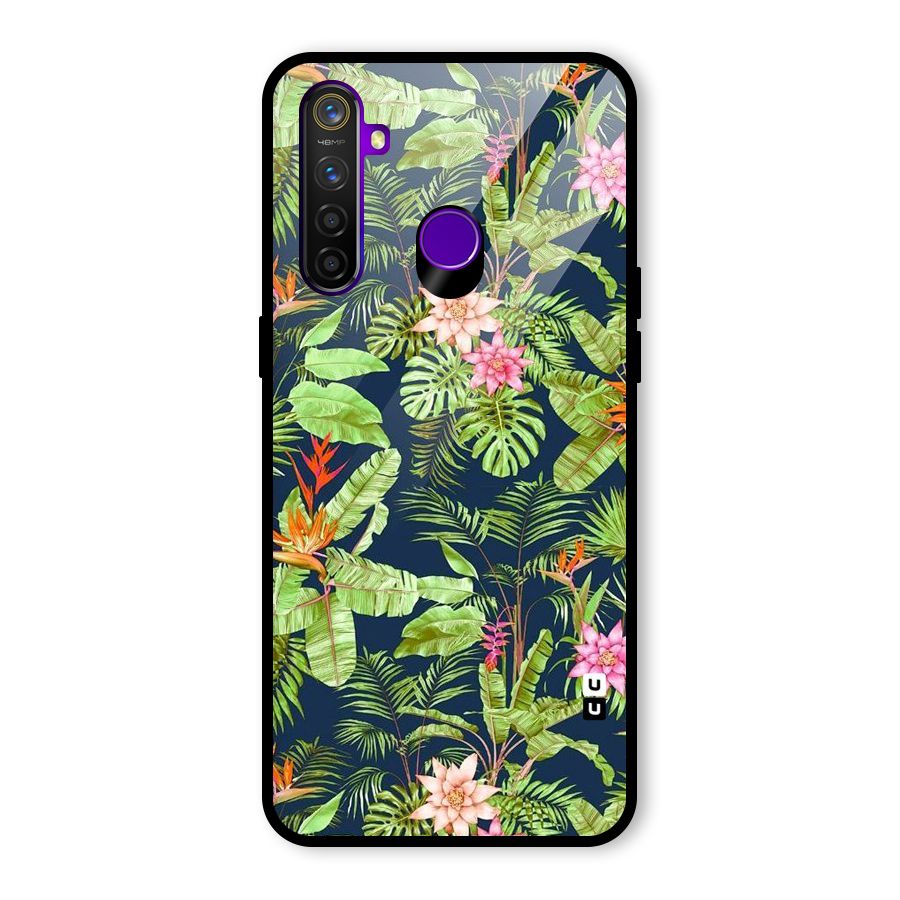 Tiny Flower Leaves Glass Back Case for Realme 5 Pro