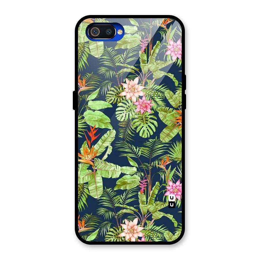Tiny Flower Leaves Glass Back Case for Realme C2