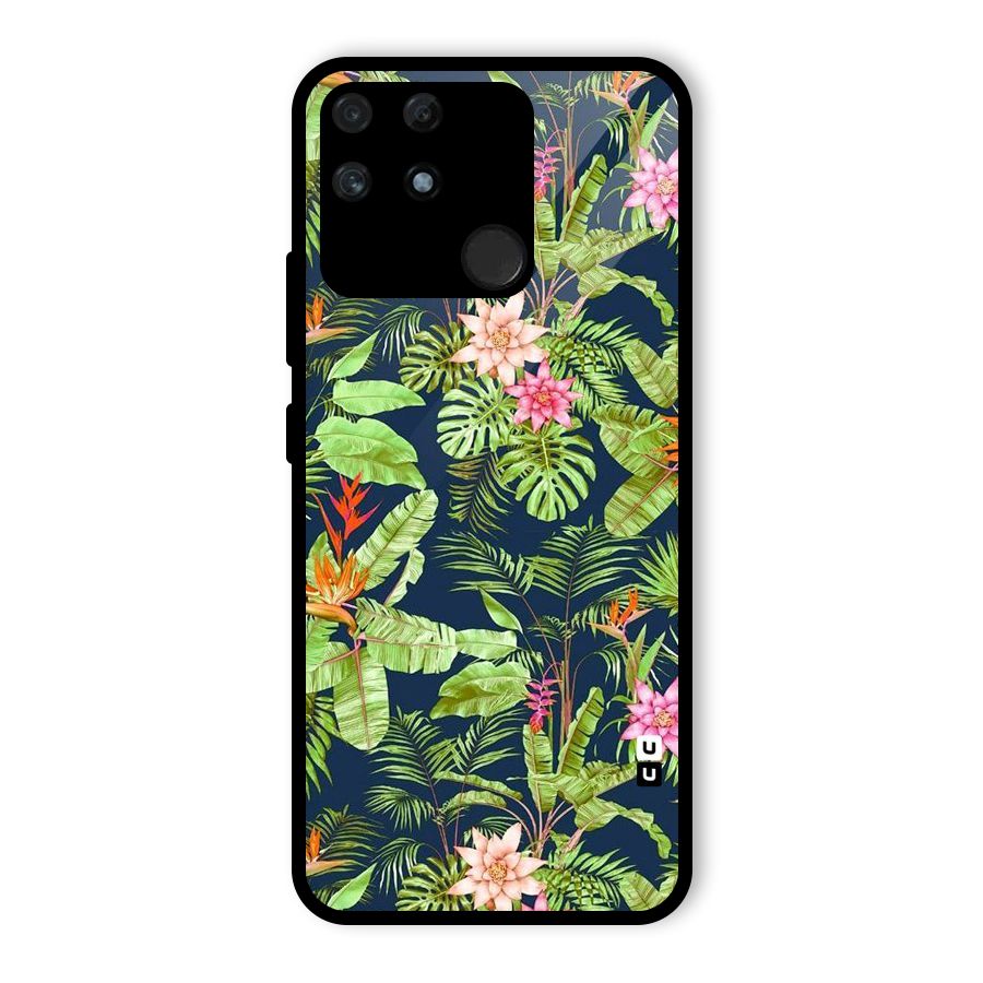 Tiny Flower Leaves Glass Back Case for Realme Narzo 50A