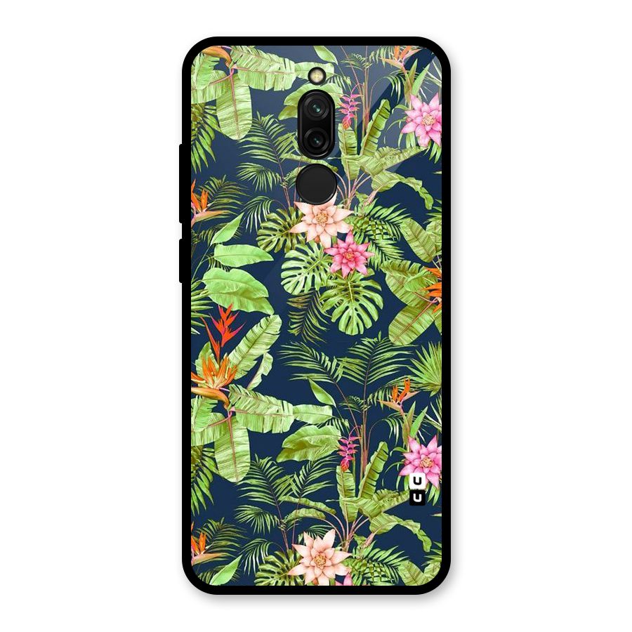 Tiny Flower Leaves Glass Back Case for Redmi 8