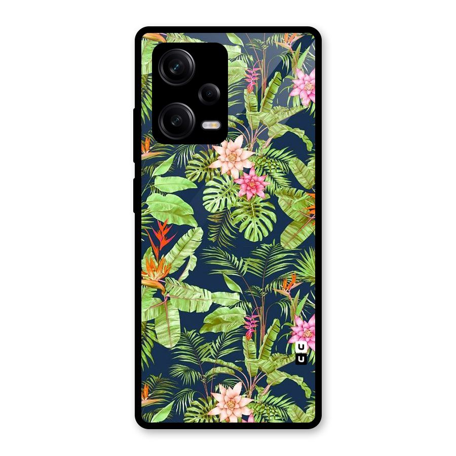 Tiny Flower Leaves Glass Back Case for Redmi Note 12 Pro