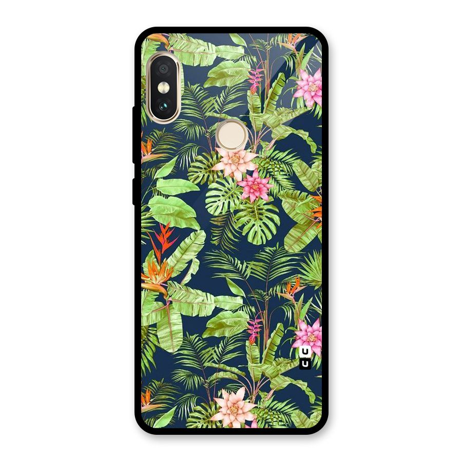Tiny Flower Leaves Glass Back Case for Redmi Note 5 Pro