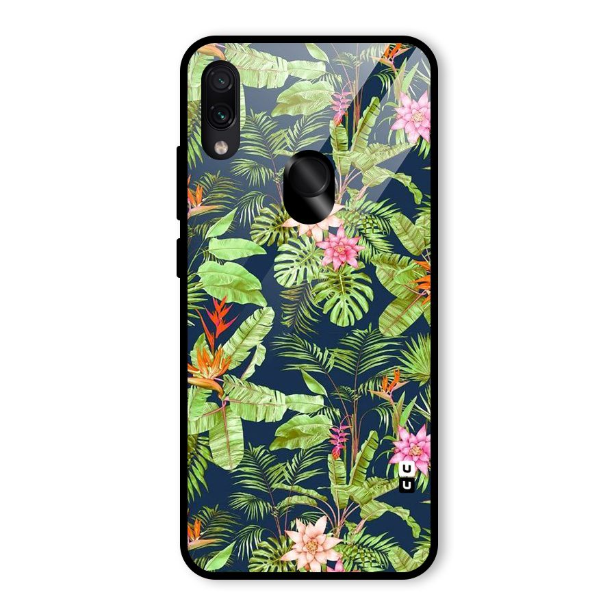 Tiny Flower Leaves Glass Back Case for Redmi Note 7 Pro