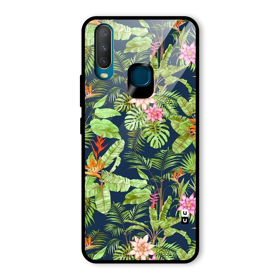 Tiny Flower Leaves Glass Back Case for Vivo U10