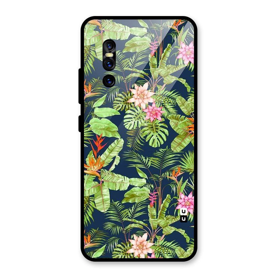 Tiny Flower Leaves Glass Back Case for Vivo V15 Pro