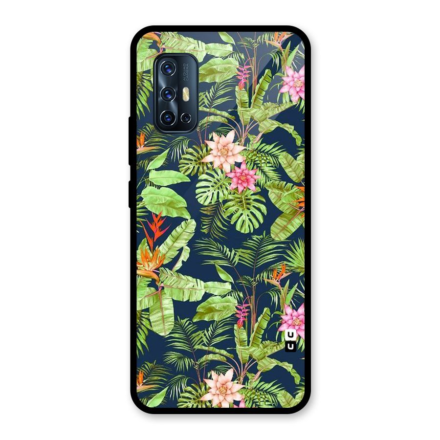 Tiny Flower Leaves Glass Back Case for Vivo V17