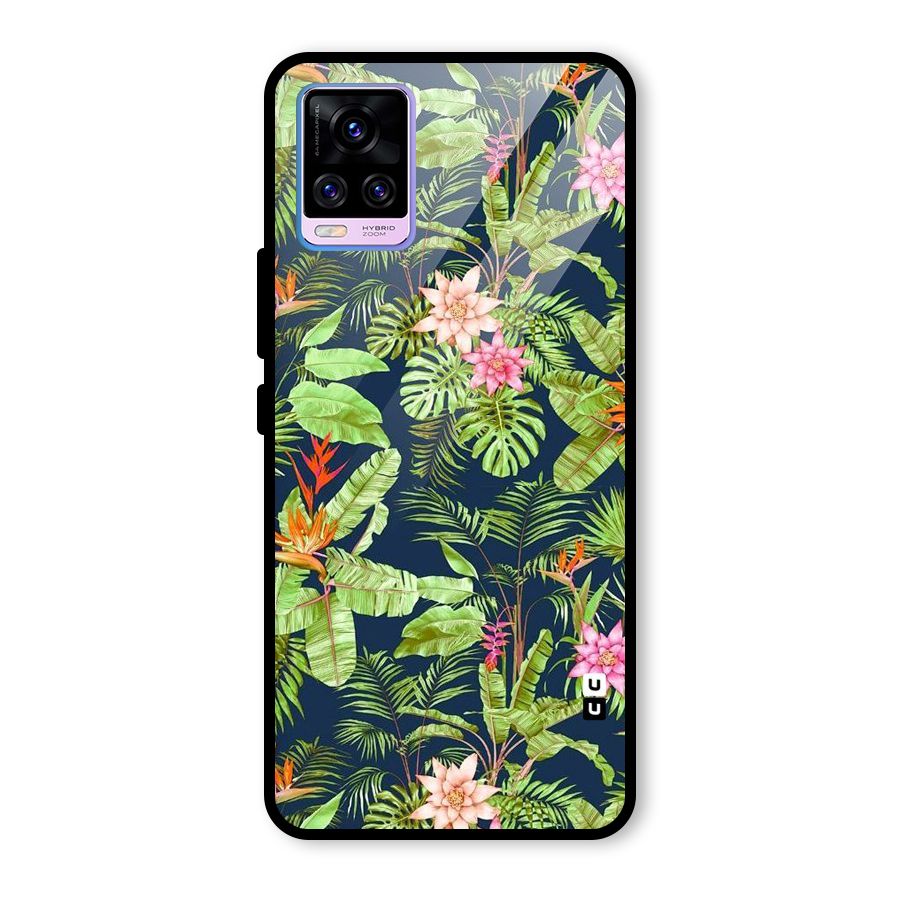 Tiny Flower Leaves Glass Back Case for Vivo V20 Pro