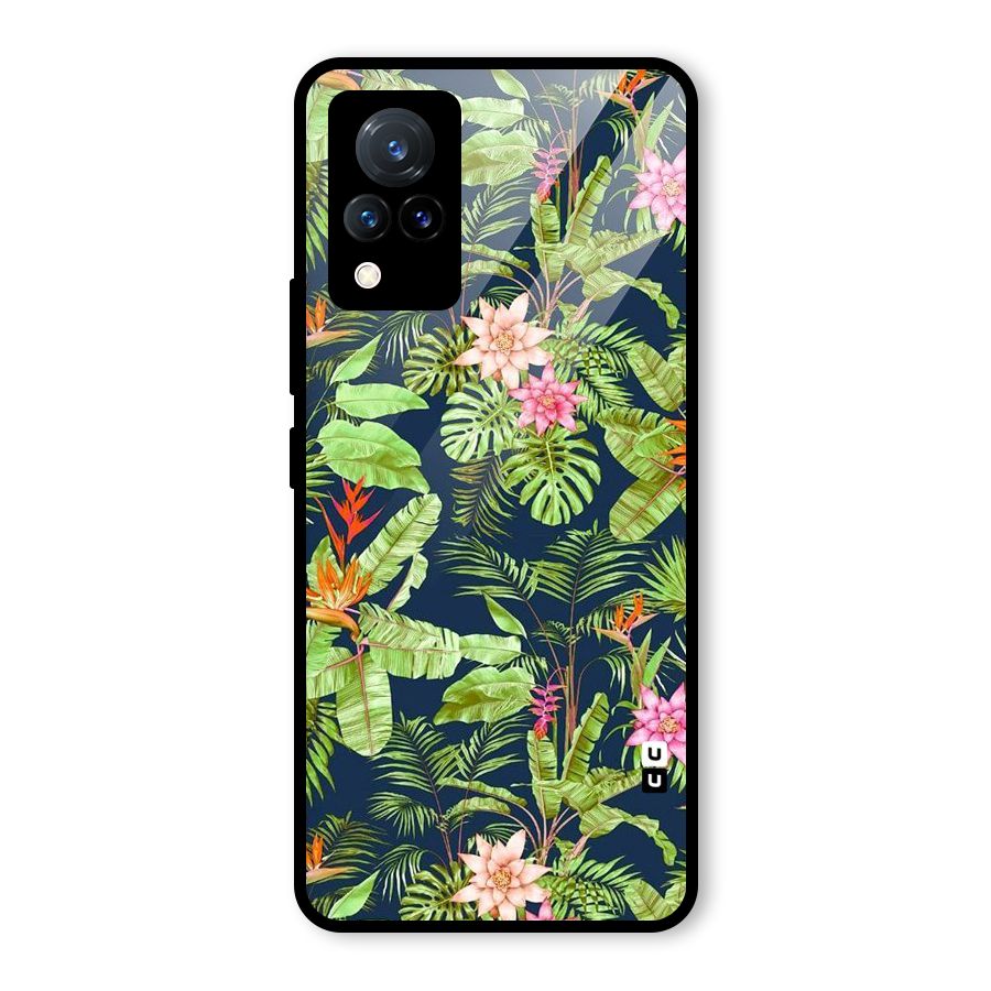 Tiny Flower Leaves Glass Back Case for Vivo V21 5G