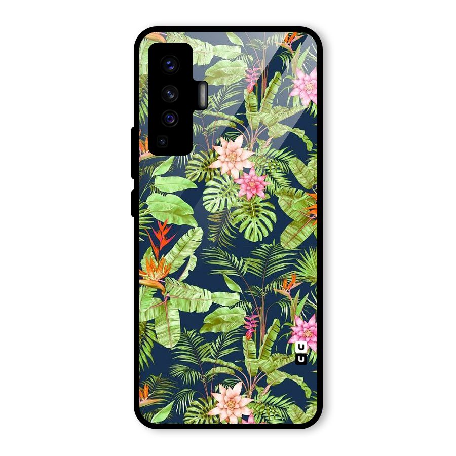 Tiny Flower Leaves Glass Back Case for Vivo X50