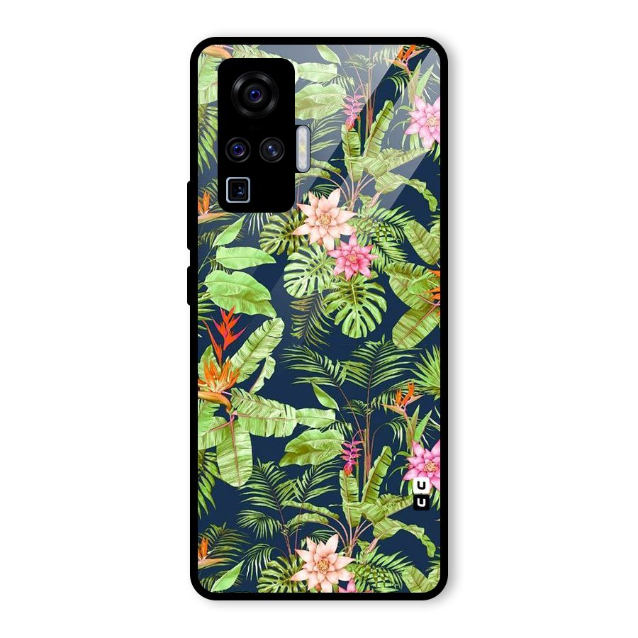 Tiny Flower Leaves Glass Back Case for Vivo X50 Pro