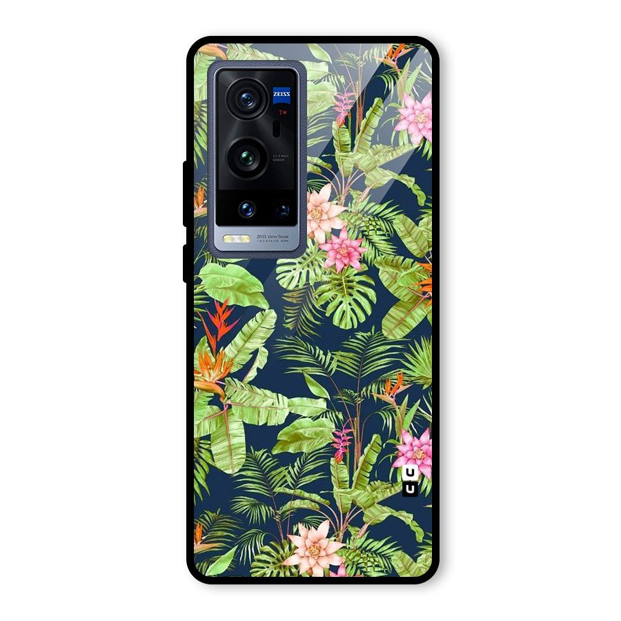 Tiny Flower Leaves Glass Back Case for Vivo X60 Pro Plus