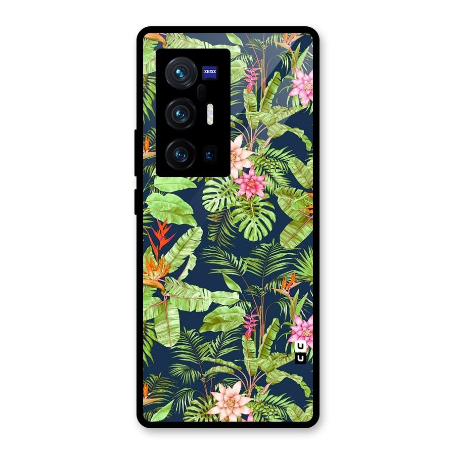 Tiny Flower Leaves Glass Back Case for Vivo X70 Pro Plus