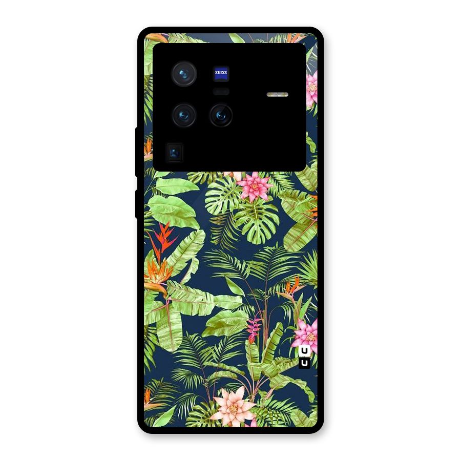 Tiny Flower Leaves Glass Back Case for Vivo X80 Pro