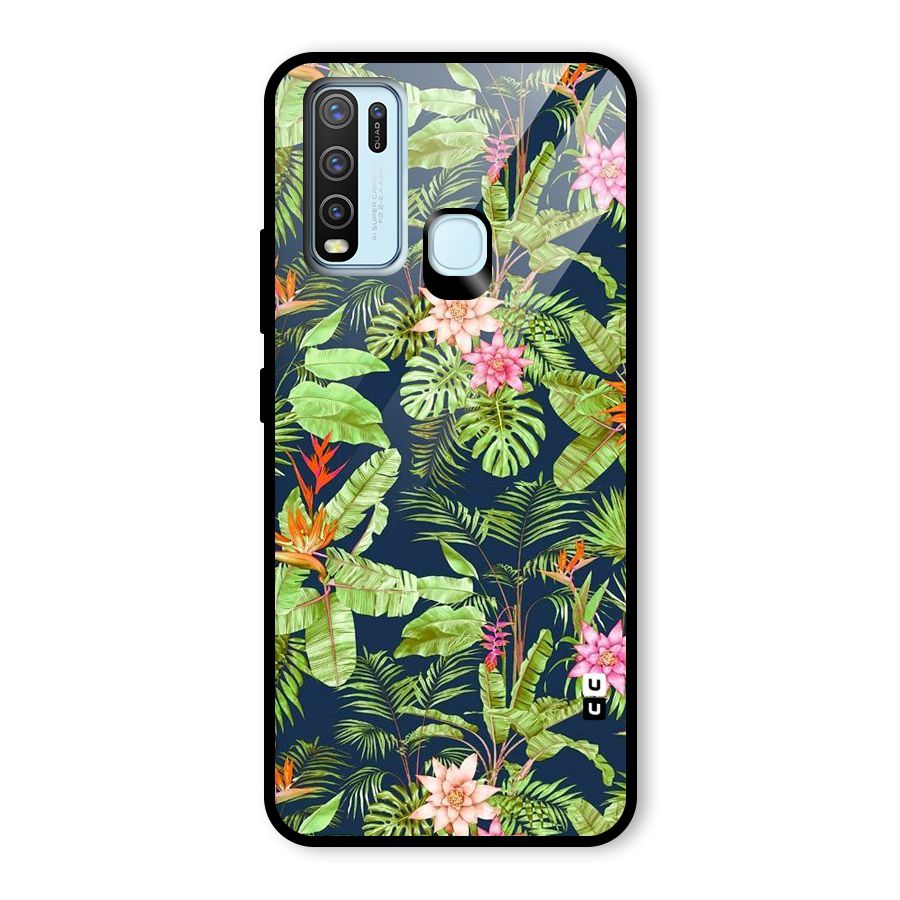 Tiny Flower Leaves Glass Back Case for Vivo Y50