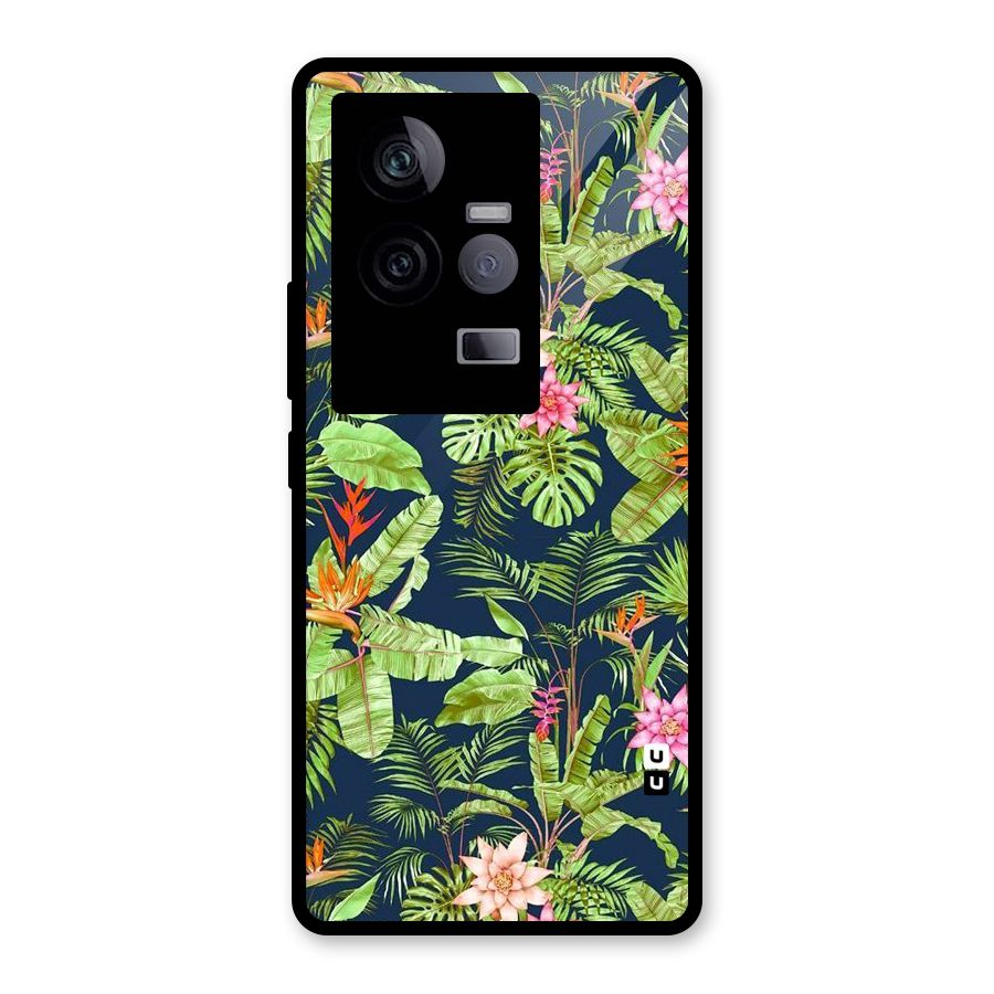 Tiny Flower Leaves Glass Back Case for Vivo iQOO 11 5G