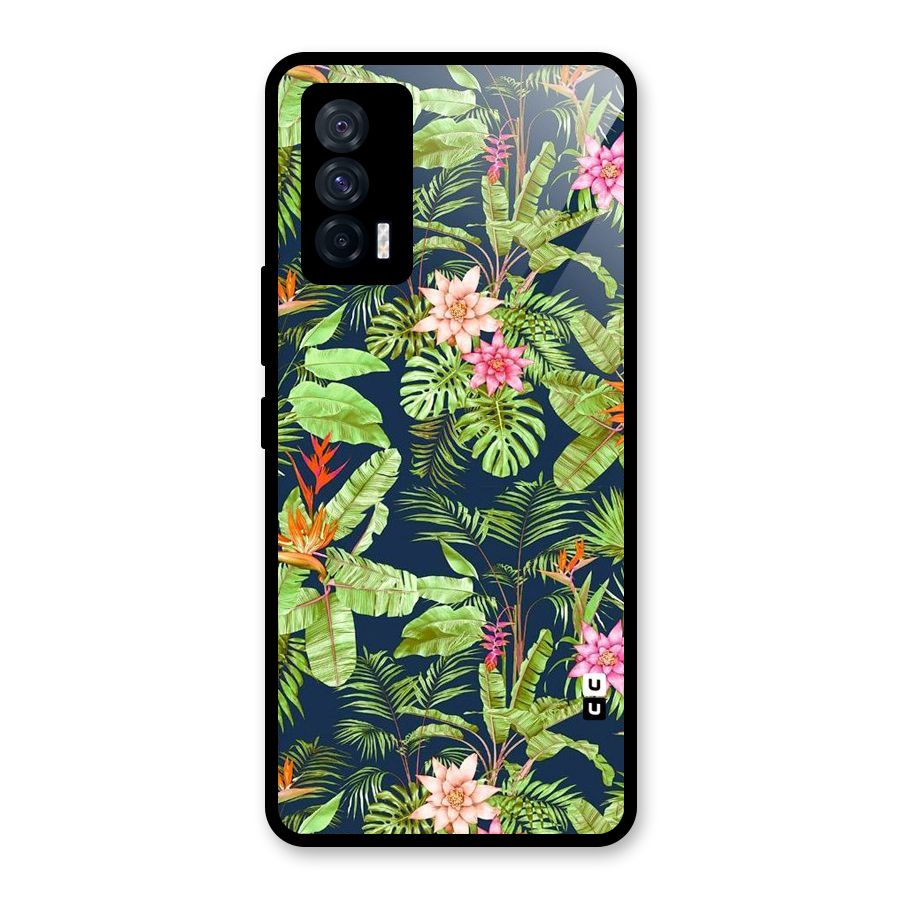 Tiny Flower Leaves Glass Back Case for Vivo iQOO 7 5G