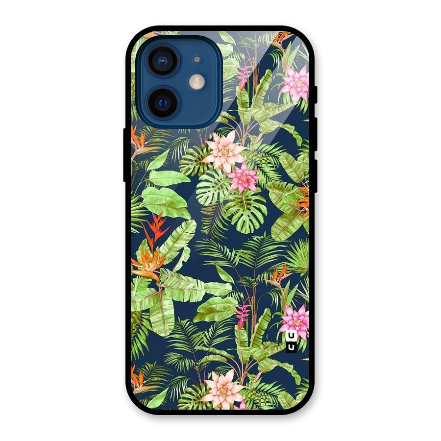 Tiny Flower Leaves Glass Back Case for iPhone 12 Mini