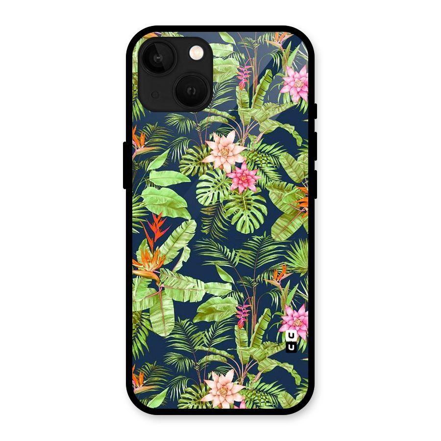 Tiny Flower Leaves Glass Back Case for iPhone 13