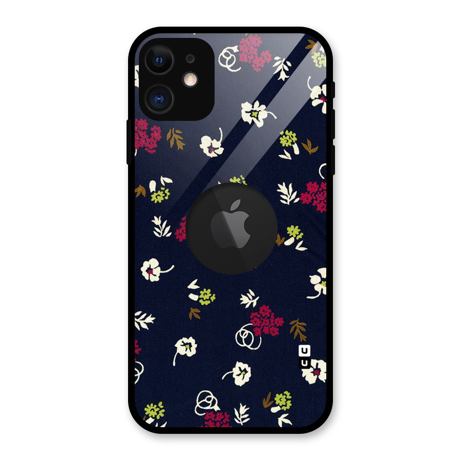 Tiny Flowers Glass Back Case for iPhone 11 Logo Cut