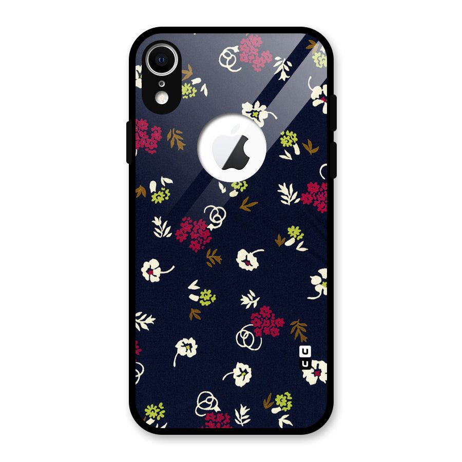Tiny Flowers Glass Back Case for iPhone XR Logo Cut