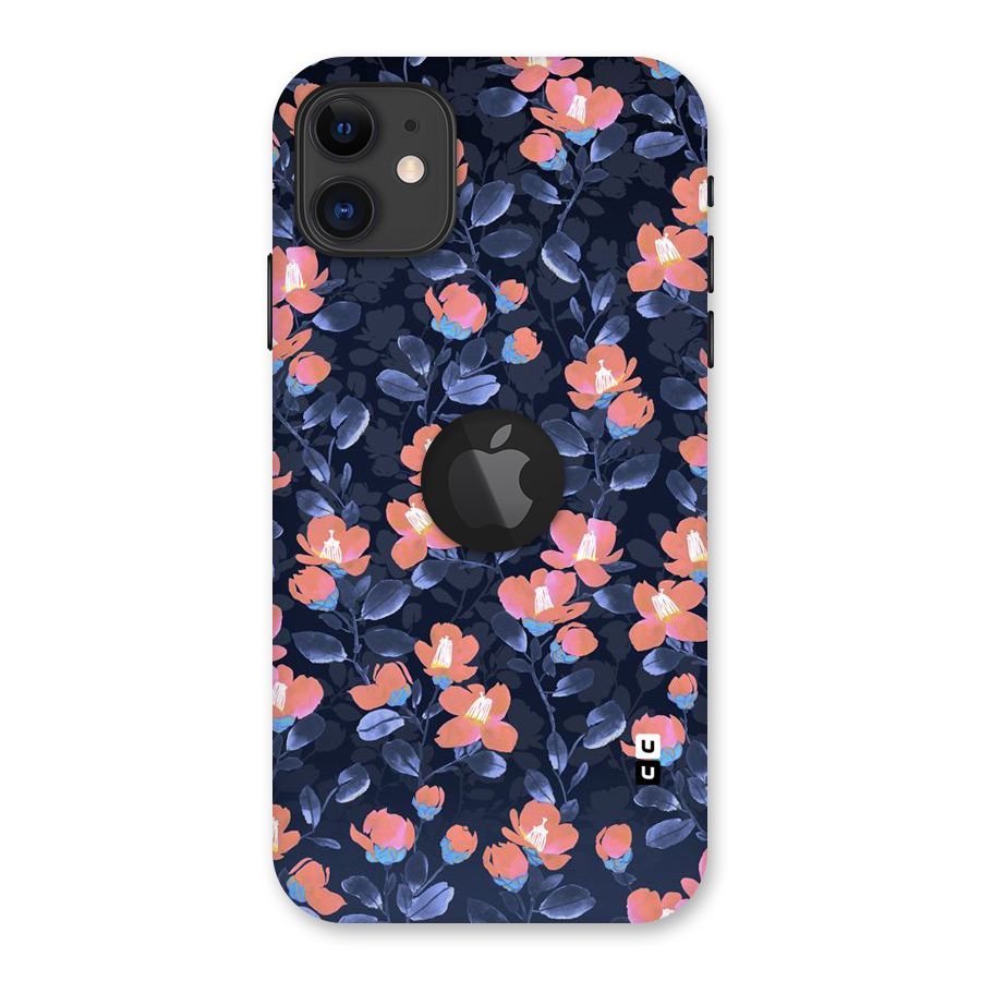 Tiny Peach Flowers Back Case for iPhone 11 Logo Cut