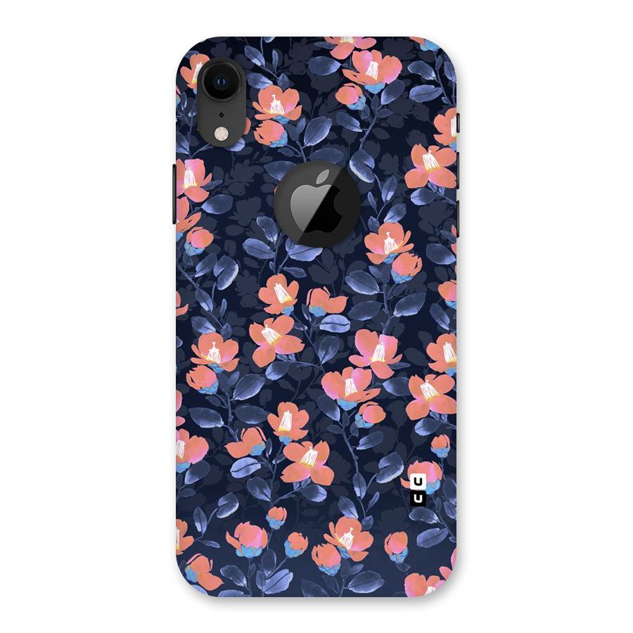 Tiny Peach Flowers Back Case for iPhone XR Logo Cut