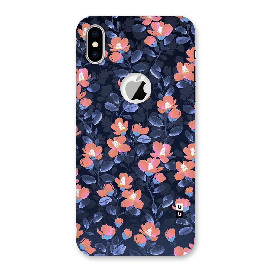 Tiny Peach Flowers Back Case for iPhone XS Logo Cut