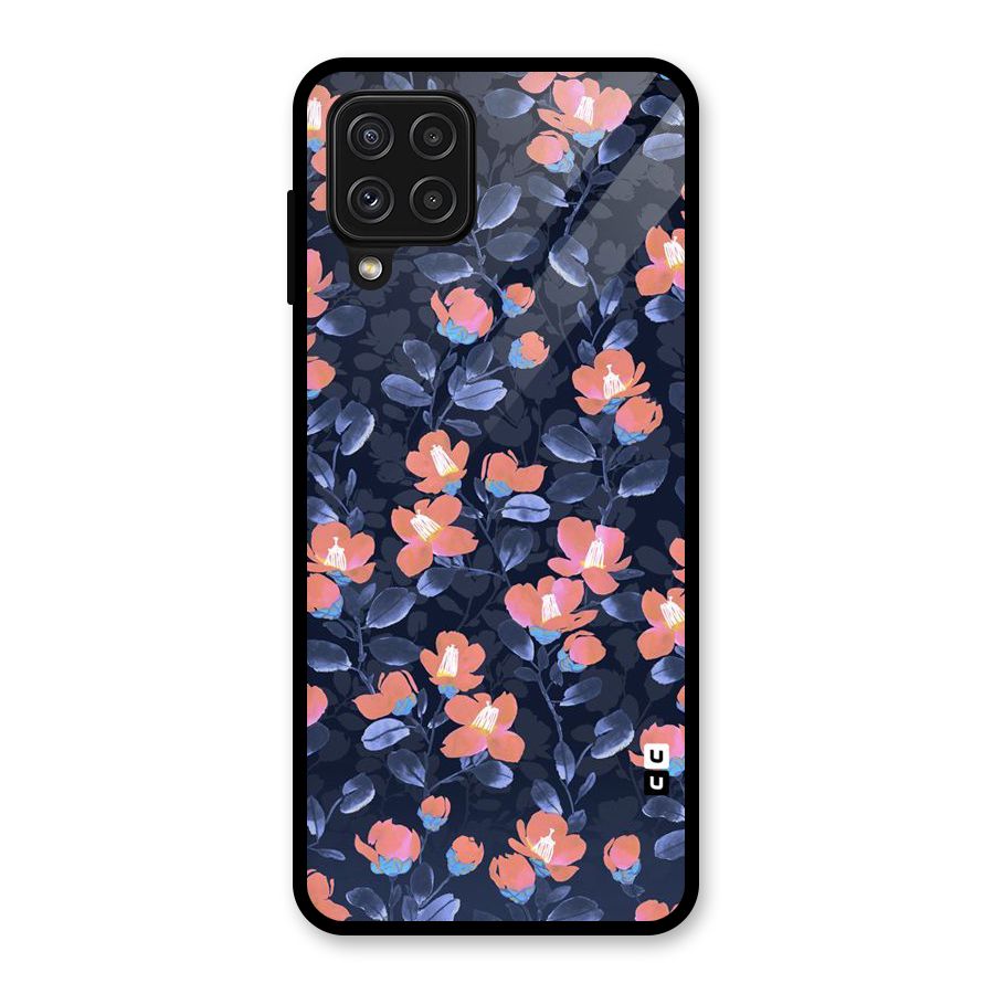 Tiny Peach Flowers Glass Back Case for Galaxy A22 4G