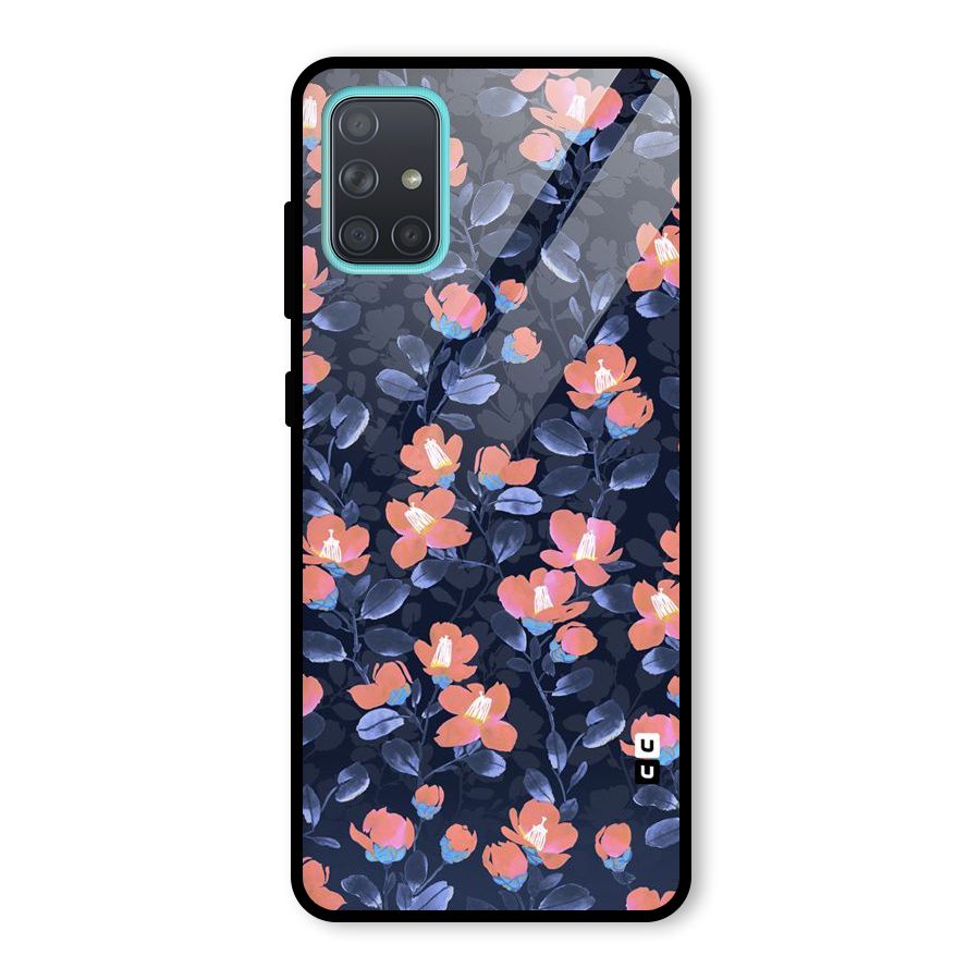 Tiny Peach Flowers Glass Back Case for Galaxy A71