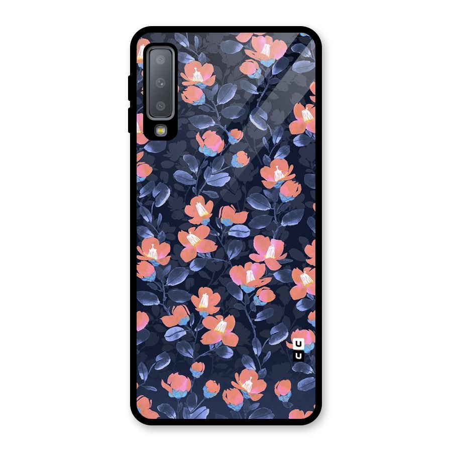 Tiny Peach Flowers Glass Back Case for Galaxy A7 (2018)