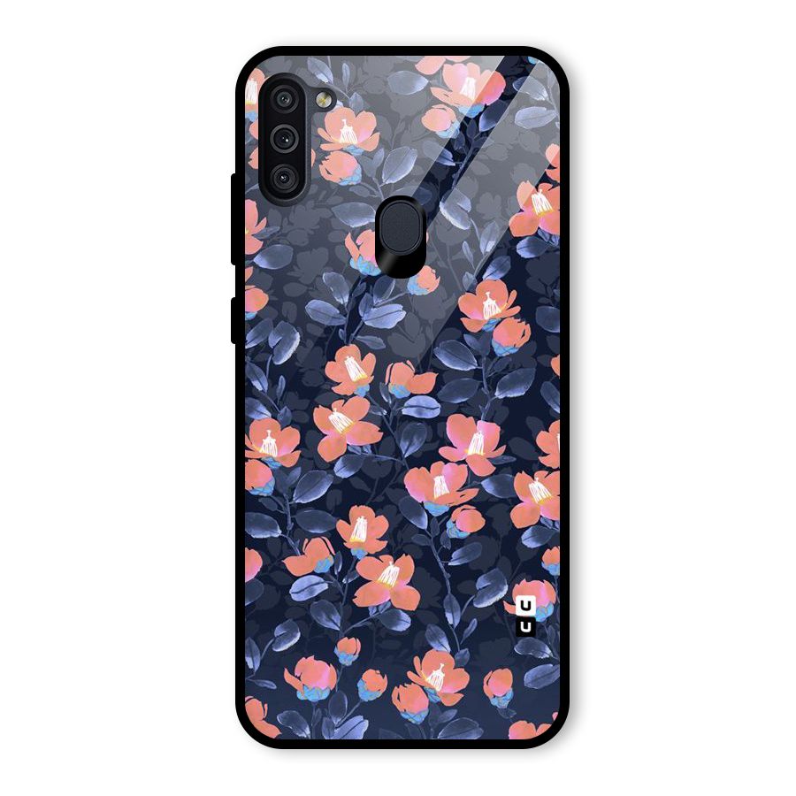 Tiny Peach Flowers Glass Back Case for Galaxy M11