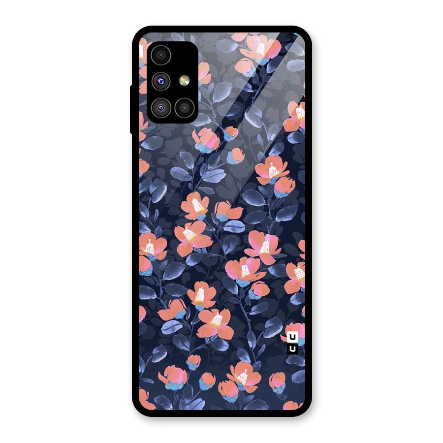 Tiny Peach Flowers Glass Back Case for Galaxy M51