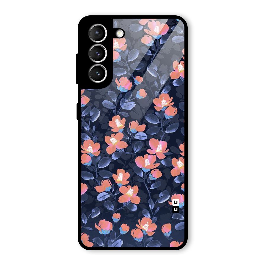 Tiny Peach Flowers Glass Back Case for Galaxy S21 5G