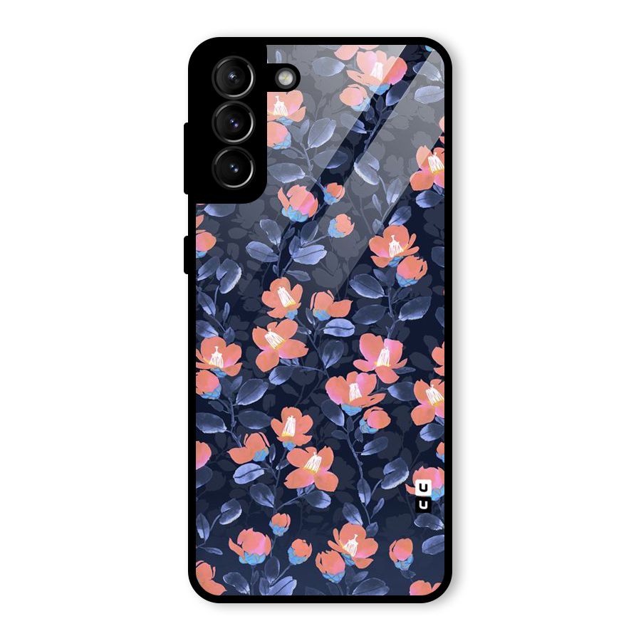 Tiny Peach Flowers Glass Back Case for Galaxy S21 Plus