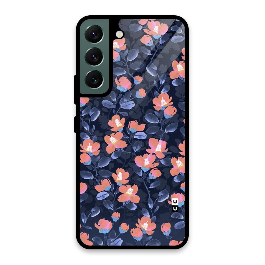 Tiny Peach Flowers Glass Back Case for Galaxy S22 5G