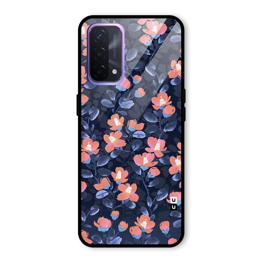 Tiny Peach Flowers Glass Back Case for Oppo A74 5G