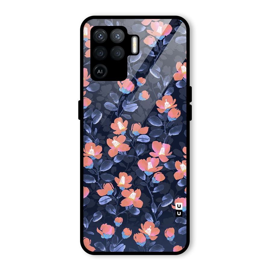 Tiny Peach Flowers Glass Back Case for Oppo F19 Pro
