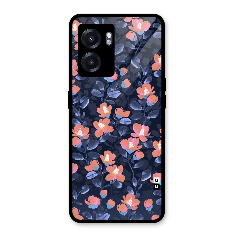 Tiny Peach Flowers Glass Back Case for Oppo K10 (5G)