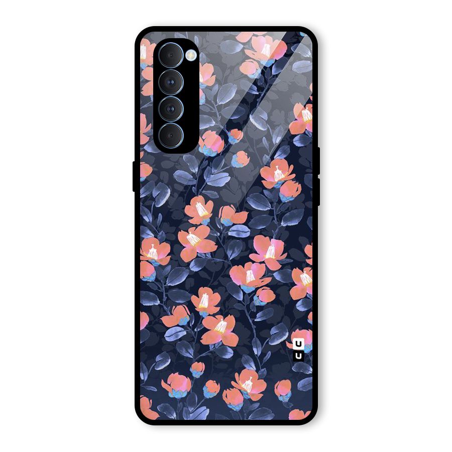 Tiny Peach Flowers Glass Back Case for Oppo Reno4 Pro
