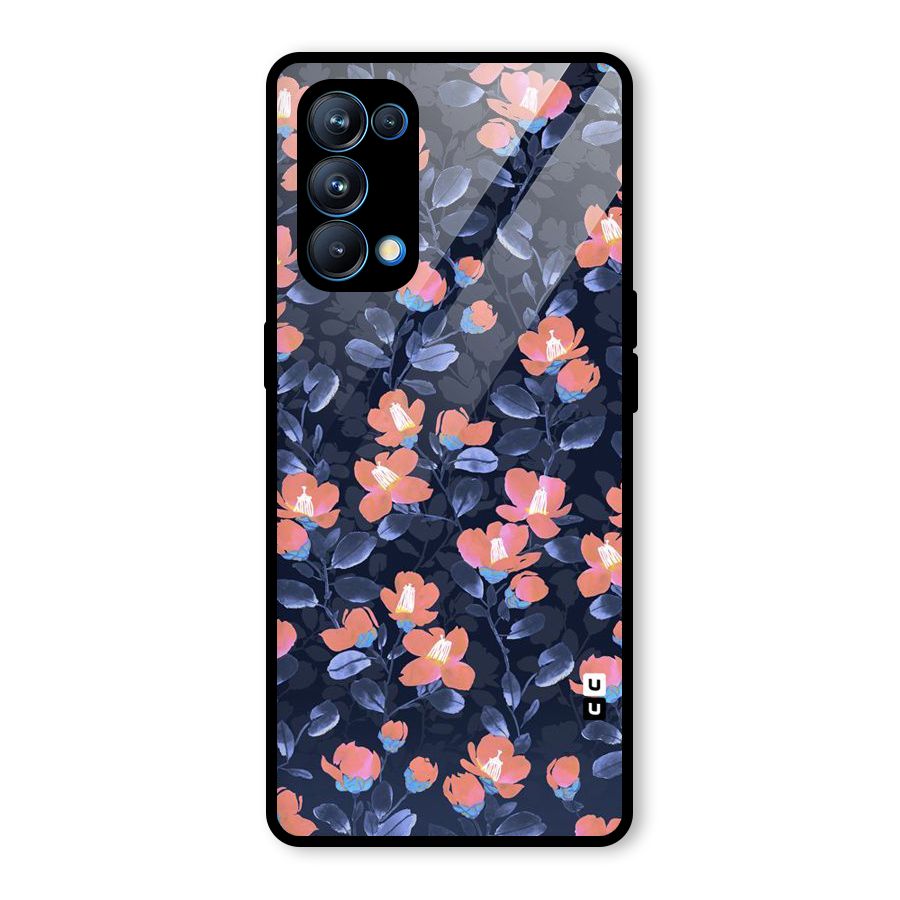 Tiny Peach Flowers Glass Back Case for Oppo Reno5 Pro 5G