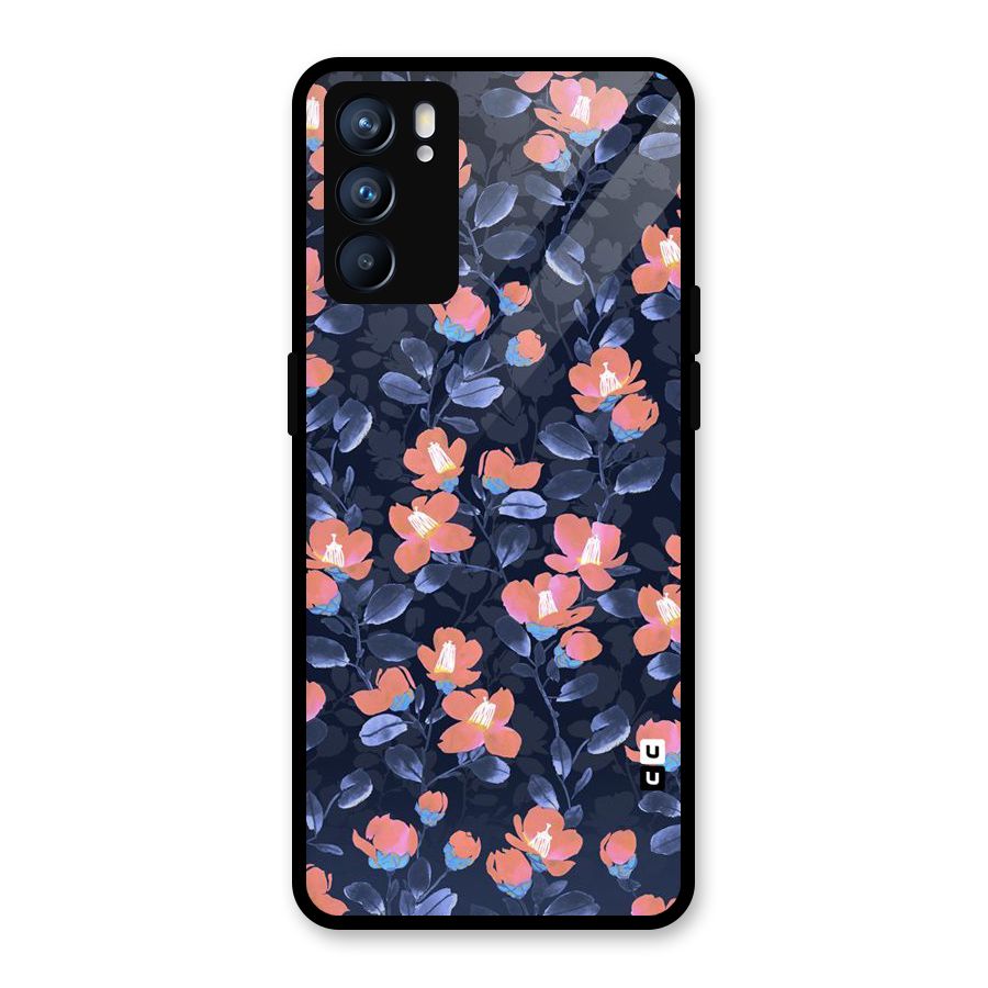 Tiny Peach Flowers Glass Back Case for Oppo Reno6 5G