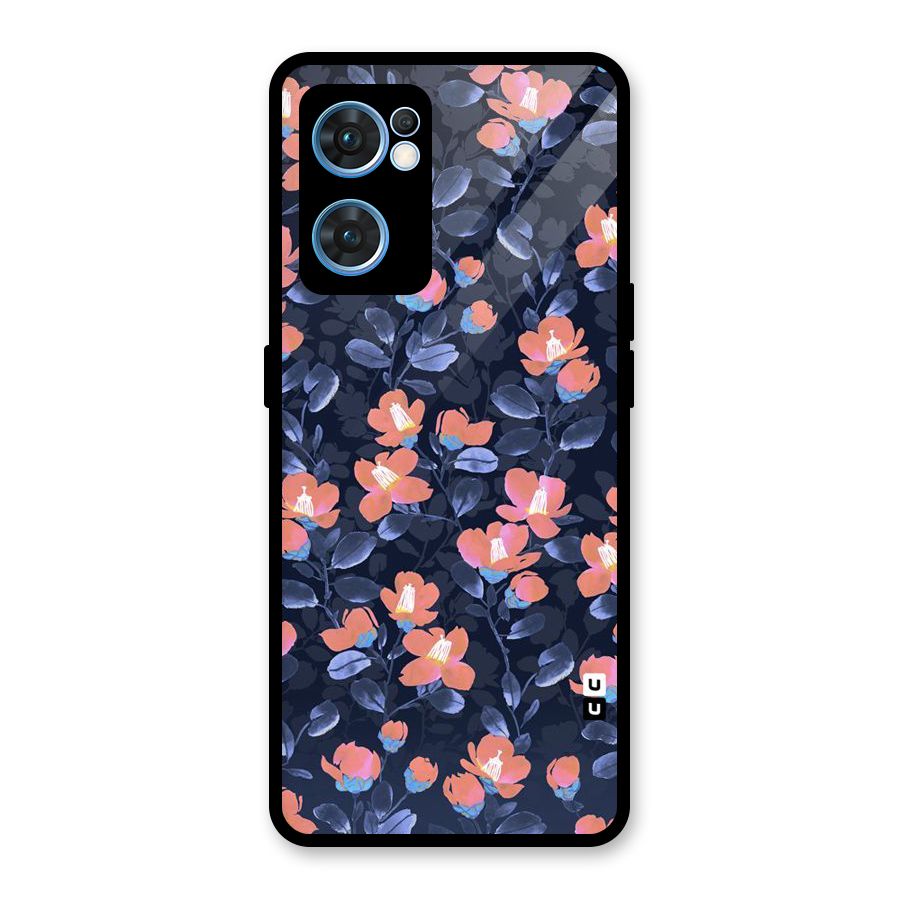 Tiny Peach Flowers Glass Back Case for Oppo Reno7 5G