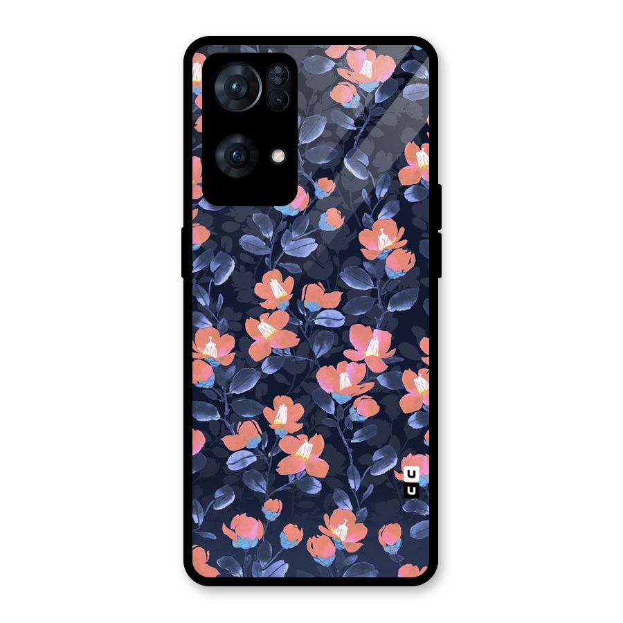 Tiny Peach Flowers Glass Back Case for Oppo Reno7 Pro 5G