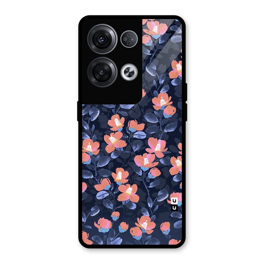 Tiny Peach Flowers Glass Back Case for Oppo Reno8 Pro 5G