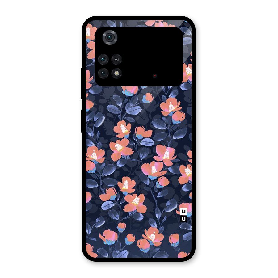 Tiny Peach Flowers Glass Back Case for Poco M4 Pro 4G