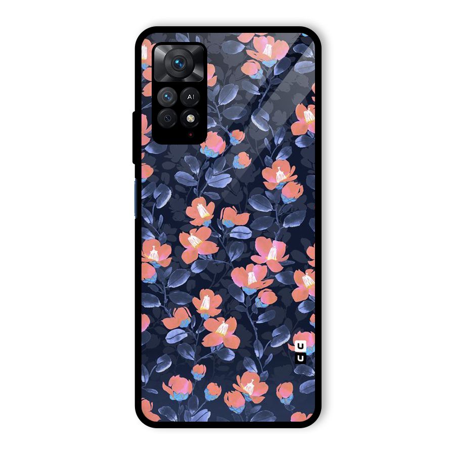 Tiny Peach Flowers Glass Back Case for Redmi Note 11 Pro