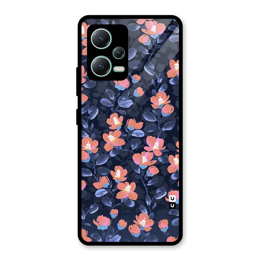 Tiny Peach Flowers Glass Back Case for Redmi Note 12 5G