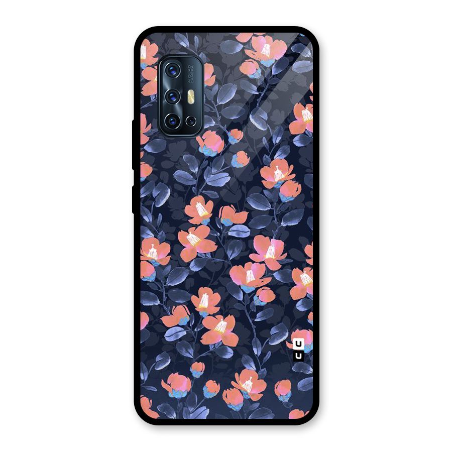 Tiny Peach Flowers Glass Back Case for Vivo V17