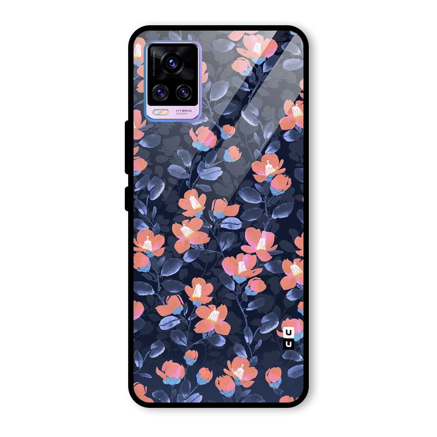 Tiny Peach Flowers Glass Back Case for Vivo V20 Pro