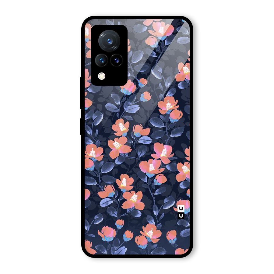 Tiny Peach Flowers Glass Back Case for Vivo V21 5G